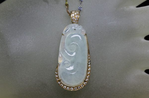 1PJD657RG-Icy Jadeite Pendant 如意牌 Ruyi