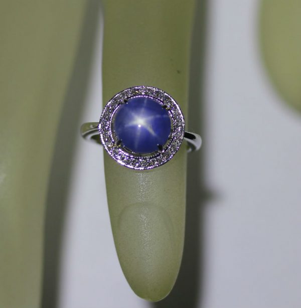 1RSBSD98RG-Natural Star Blue Sapphire ring