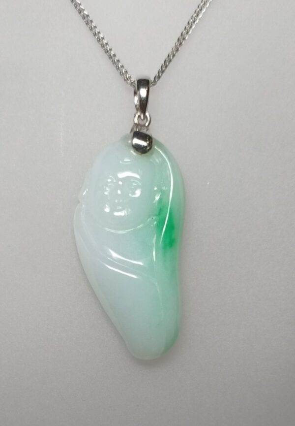 1PJ620RG- Milofo Jadeite pendant in 18k white gold - Diamond, Jade & Gems